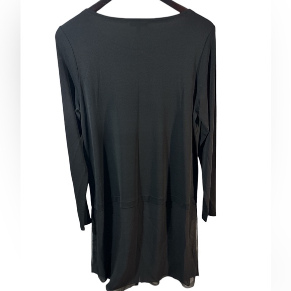 Eileen Fisher Large Black Layer Silk Long Sleeve Tunic Button Ballet details - Picture 2 of 10
